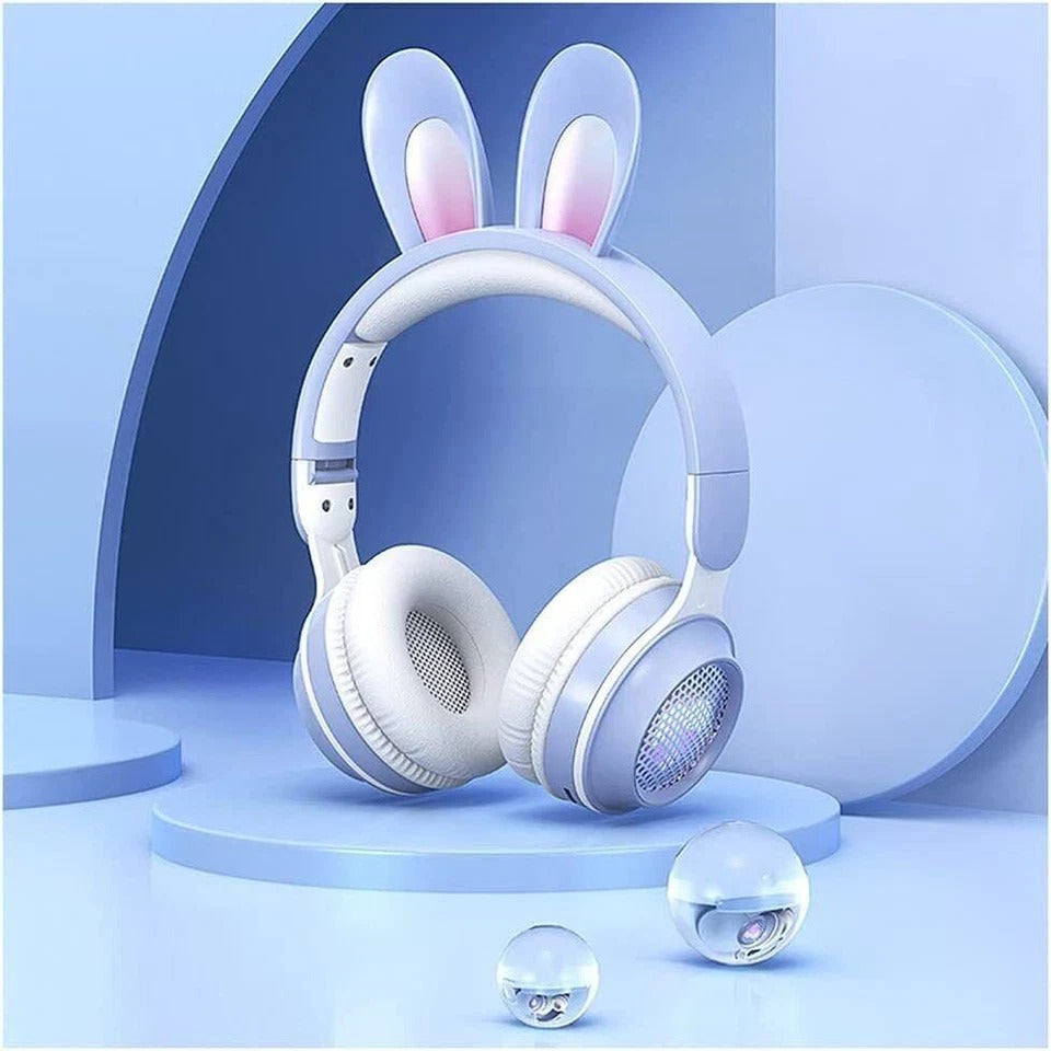 Rabbit Ear Headphones Wireless Luminous Extendable Wheat Headphones