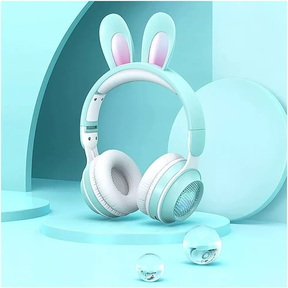 Rabbit Ear Headphones Wireless Luminous Extendable Wheat Headphones