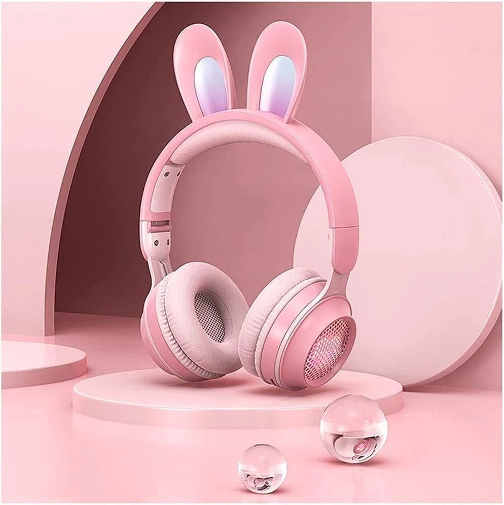 Rabbit Ear Headphones Wireless Luminous Extendable Wheat Headphones