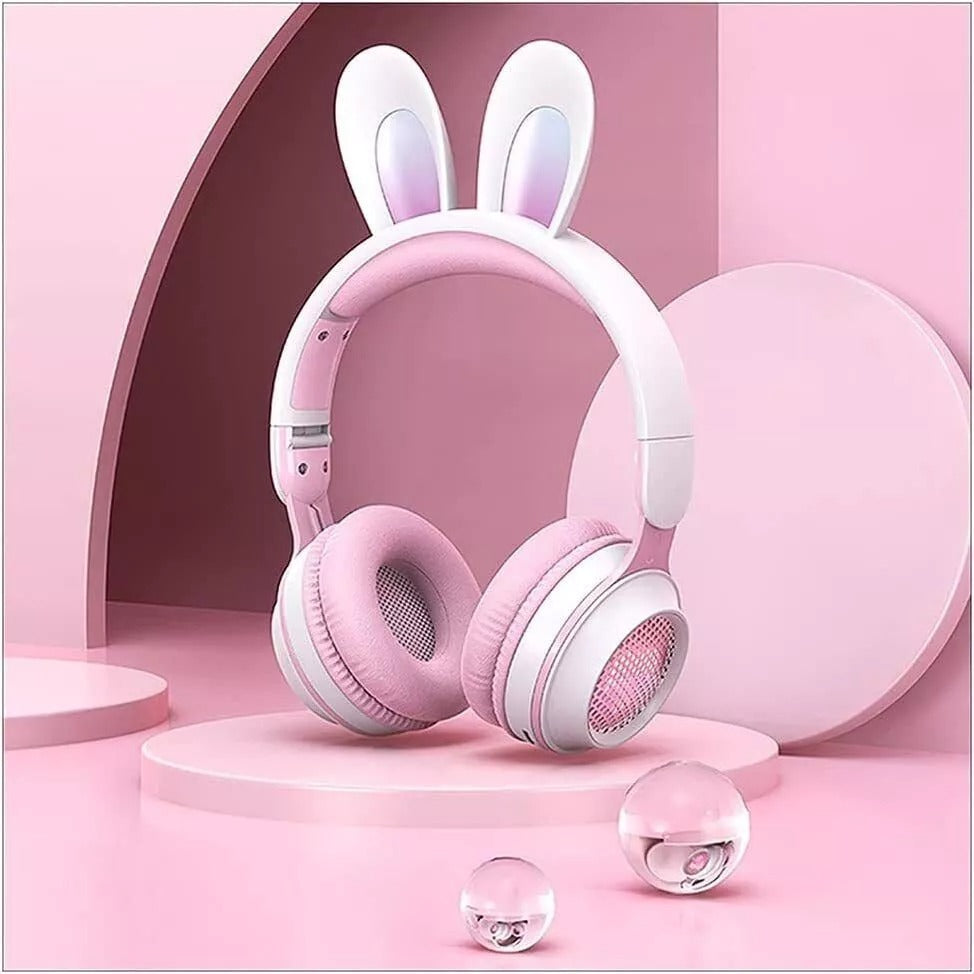 Rabbit Ear Headphones Wireless Luminous Extendable Wheat Headphones
