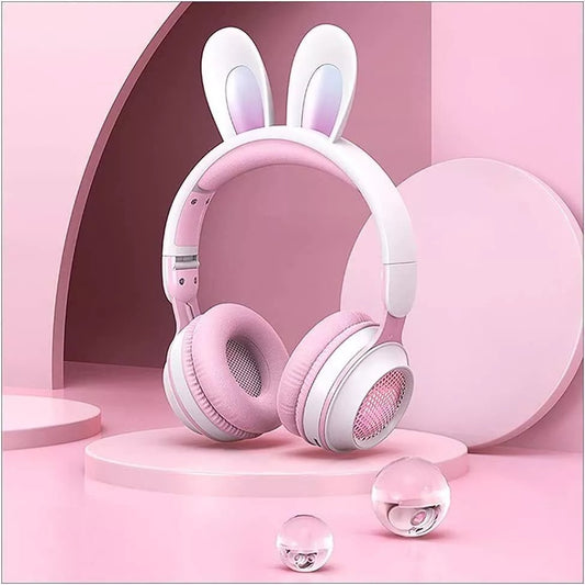 Rabbit Ear Headphones Wireless Luminous Extendable Wheat Headphones